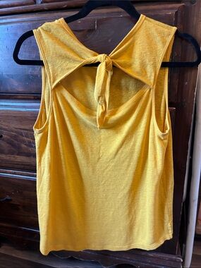 BOGO FREE-Old Navy Linen Blend Mustard Yellow Scoop Neck Tank Top W/Tie Back